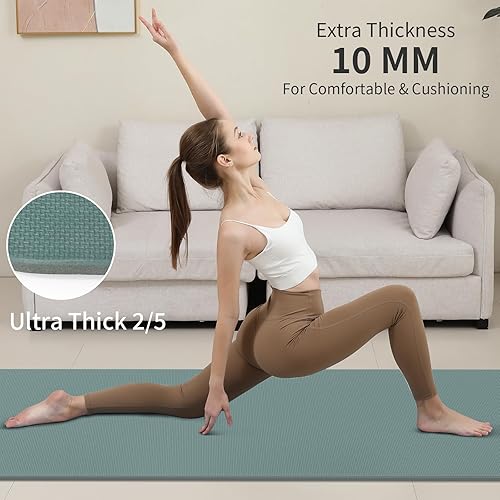Miniatura 6 de Yoga Mat Non Slip Anti-tear,extra thick-25 inch10MMHigh Resiliency Professional POE Yoga Mats for Women Men Kids,72"x24"inch,Workout, Yoga, Pilates