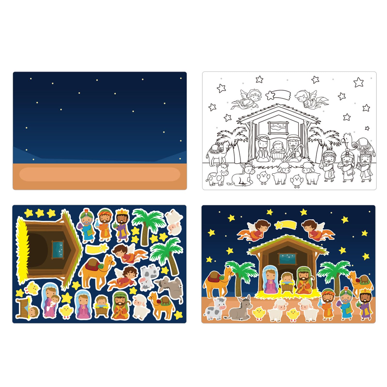 Tsophreniq 12pcs / lot Christmas Nativity Scene Stickers Set Religious Sticky Label Creative Activity Decals Party Decor for Kids Safe and Stickers
