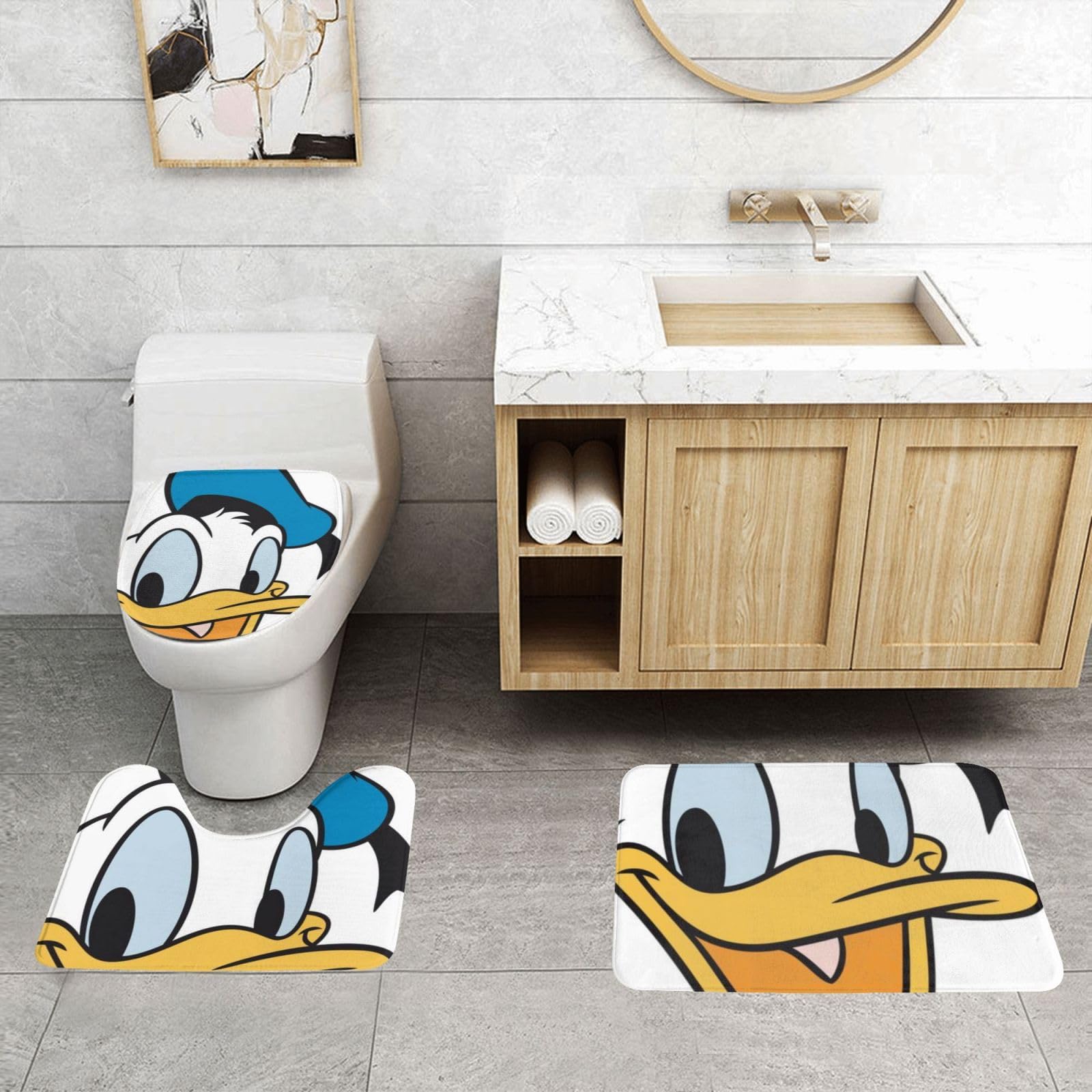 Amazon | ドナルドダック っています トイレマット 3点セット 吸水速乾