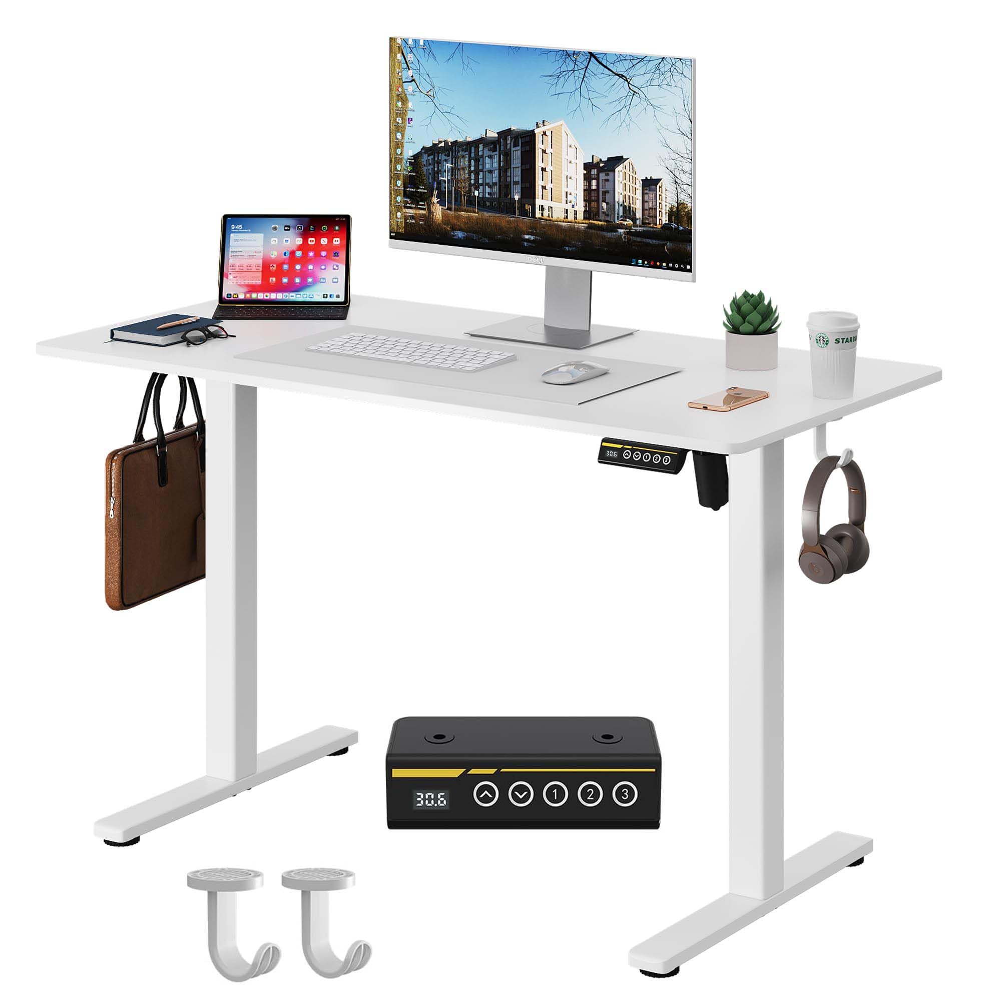 Gamork Electric Standing Desk,40x24 Inches Adjustable Height Stand up Desk, Sit Stand Home Office Desk with Splice Board, 3 Preset Heights,Equipped