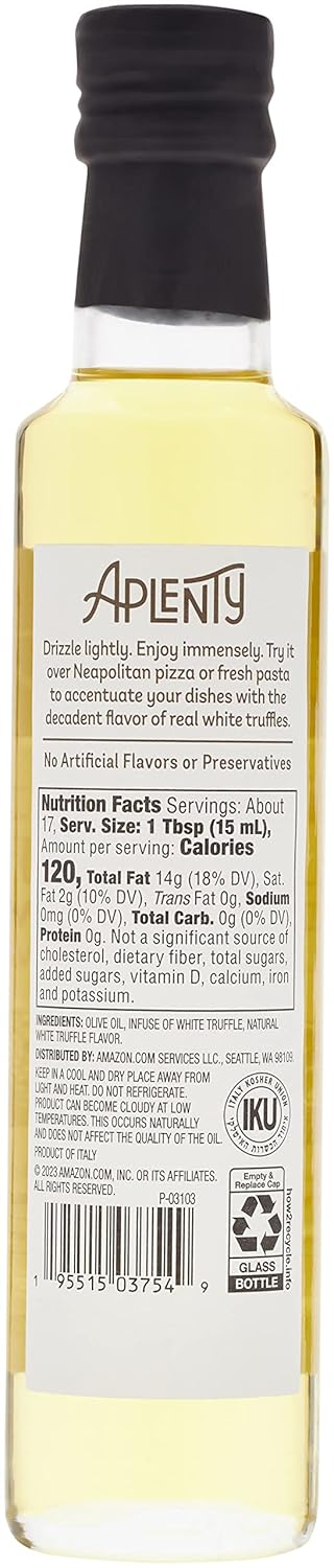 Amazon Brand - Aplenty White Truffle Infused Olive Oil, 8.45 fl oz