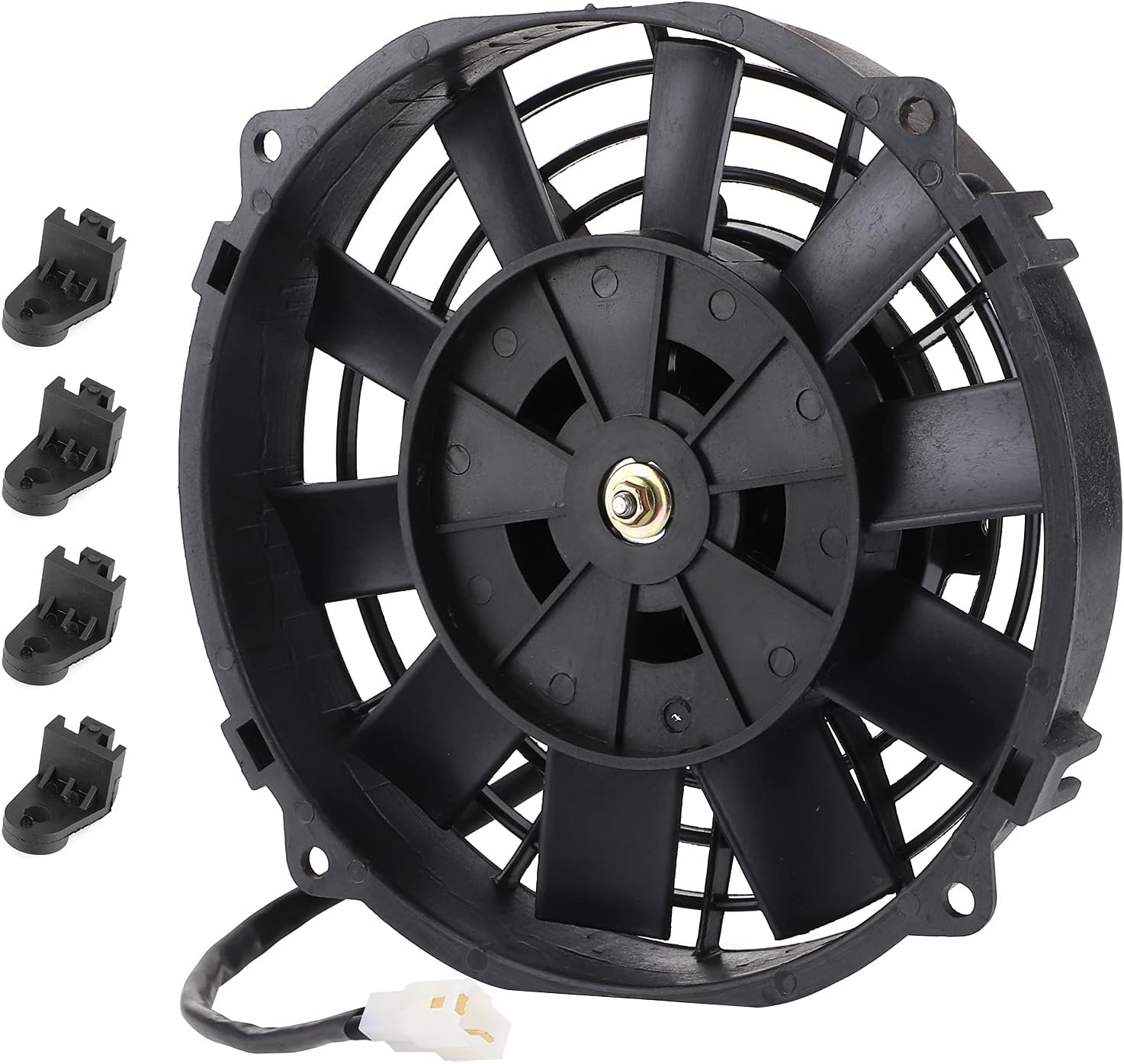 YUANJSCooling Fan Radiator,8in Slim Electric Cooling Fan Radiator 24V 80W 2250RPM 600CFM 10 Straight Blades for Car