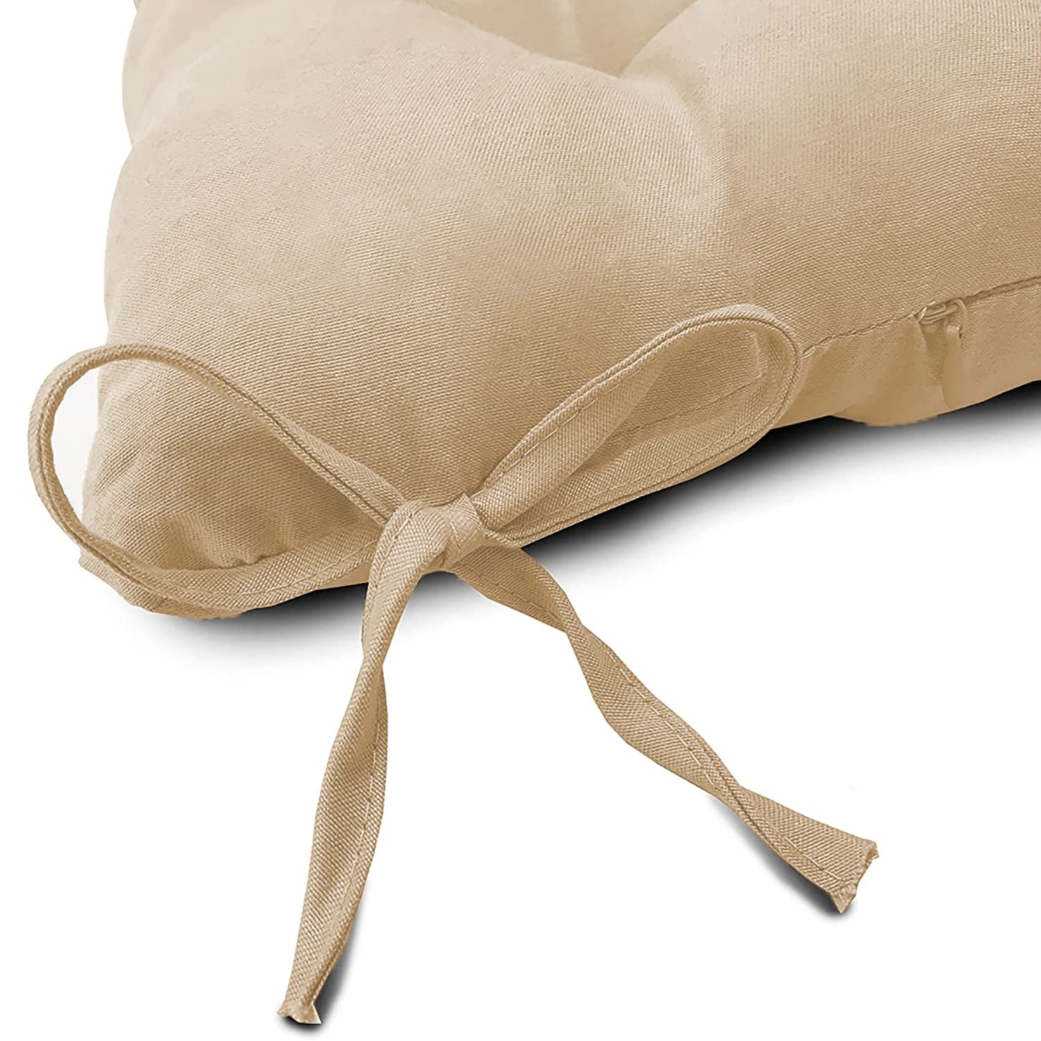 GREATOYAR Cojines para Silla y Asiento, Decoración de Asiento de Jardín Casa Terraza, Cojín Decorativo con Correas de Sujeción, 9 Pespuntes, Fabricado en España, 38 x 38 x 3.5 cm, Pack 4, Beige