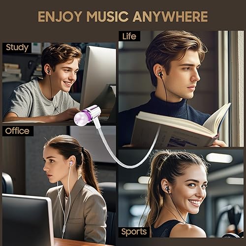 Miniatura 6 de Rayleigh Paquete de 3 auriculares USB C con micrófono, auriculares con cable con graves pesados, auriculares tipo C con aislamiento de ruido, Negro