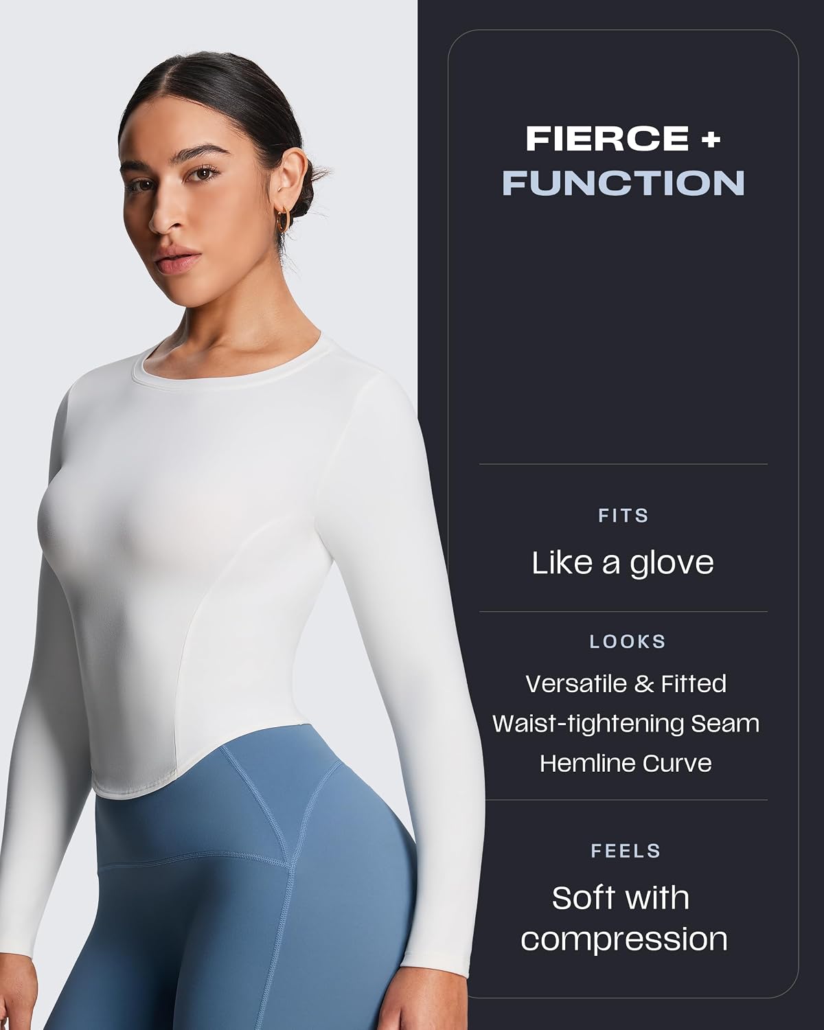 Aoxjox Long Sleeve T-Shirt for Women GEO Seamlines Padded Baby Tee Workout Crop Top