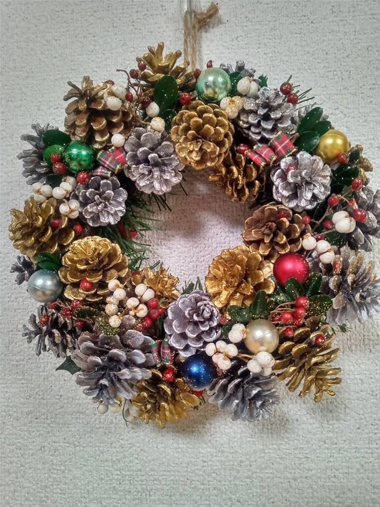 ✳️クリスマスリース、、、、、、松ぼっくりハンドメイド　大 リース 松ぼっくり 雪 クリスマス Lサイズ Christmas Xmas Snowy