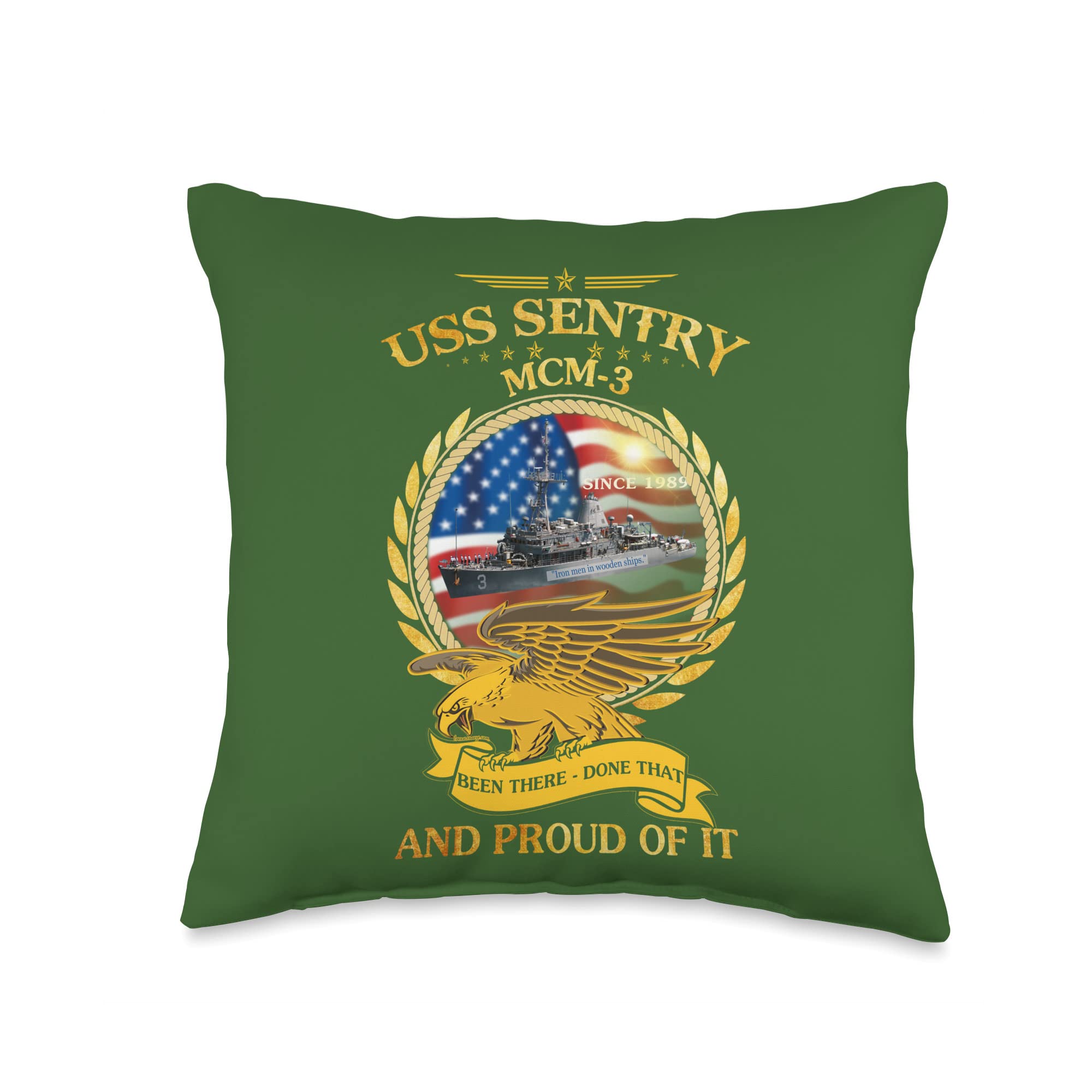 LoveUsNavy-2022 USS Sentry (MCM-3) Since 1989 Throw Pillow, 16x16, Multicolor