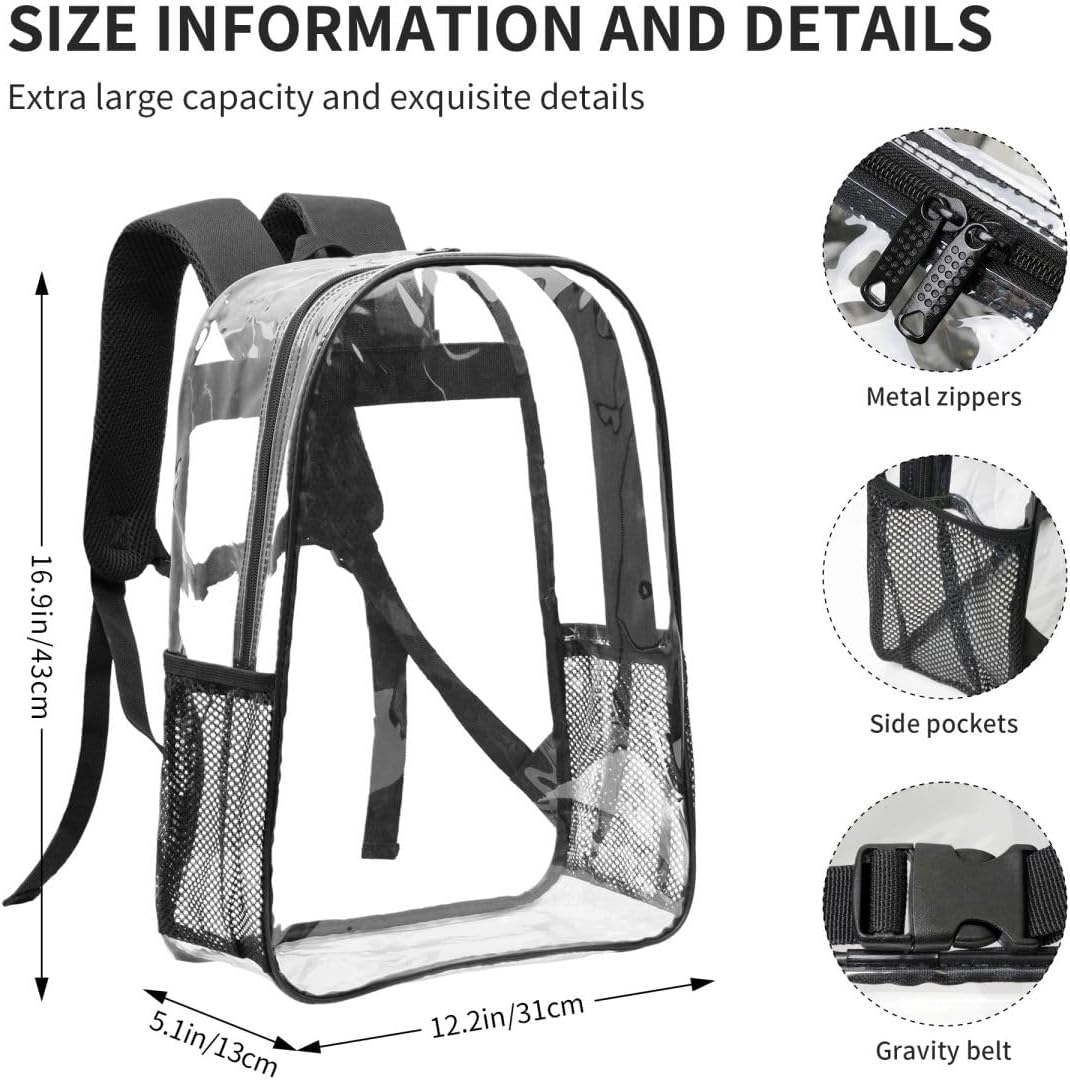 Custom 16 Inch Clear Backpack Personalized Clear Bag for Stadium Events PVC Transparent Backpacks Large Capacity Add Your Design Style01 image 4