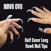 Vista 5 de NOVO OVO Halloween 100 piezas de puntas de uñas largas curvadas en forma de halcón, puntas de uñas transparentes extra súper extremas de curva
