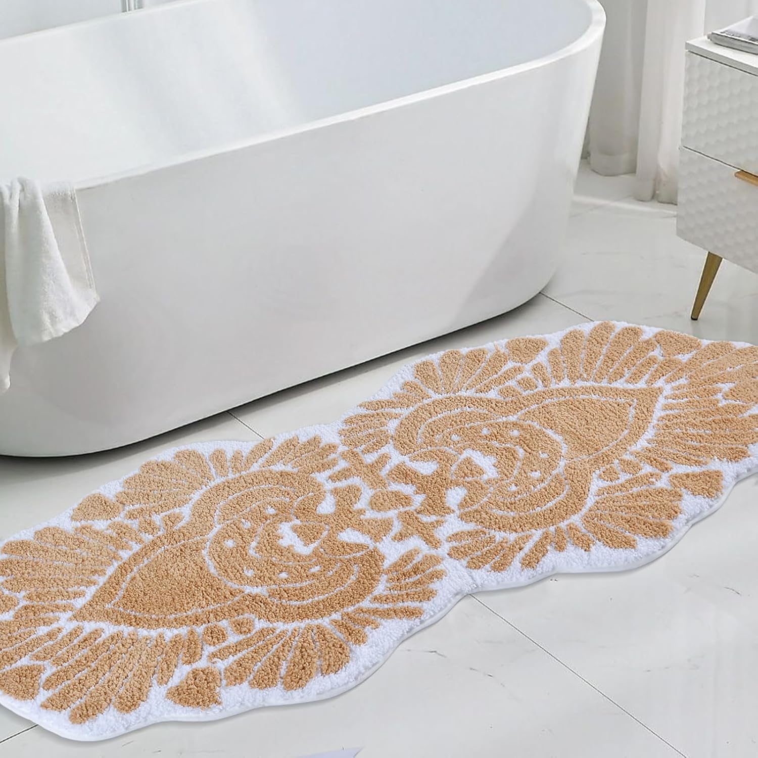 TOPSMCHER Boho Bathroom Runner Rug, Long Bath Mats, Bath