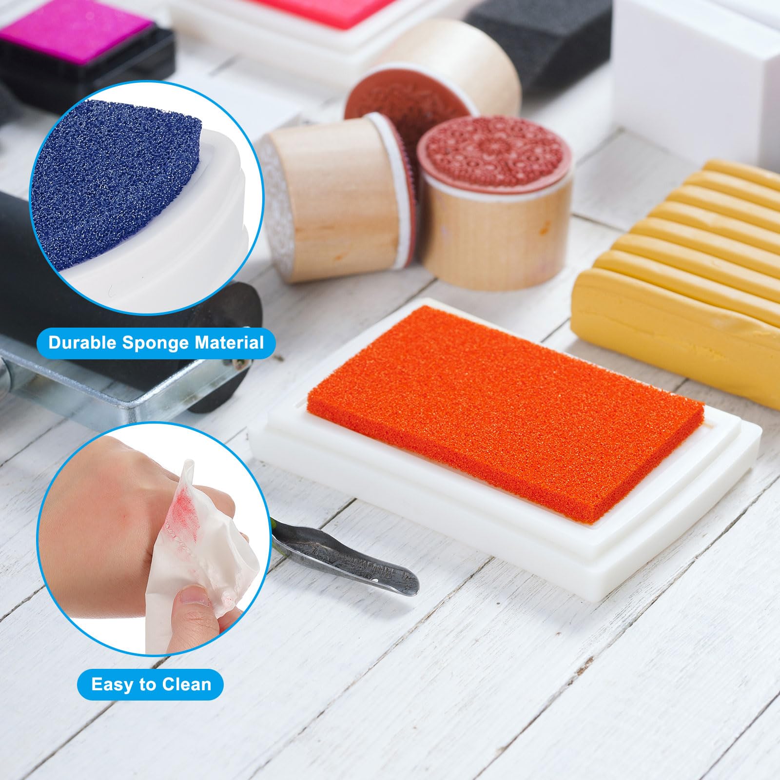 PATIKIL Craft Ink Pads for Stamps 2 Pcs Washable Finger Print Ink Stamp Pad Color DIY Rainbow for Rubber Stamps Paper Scrapbooking Fabric Wood - Image 3