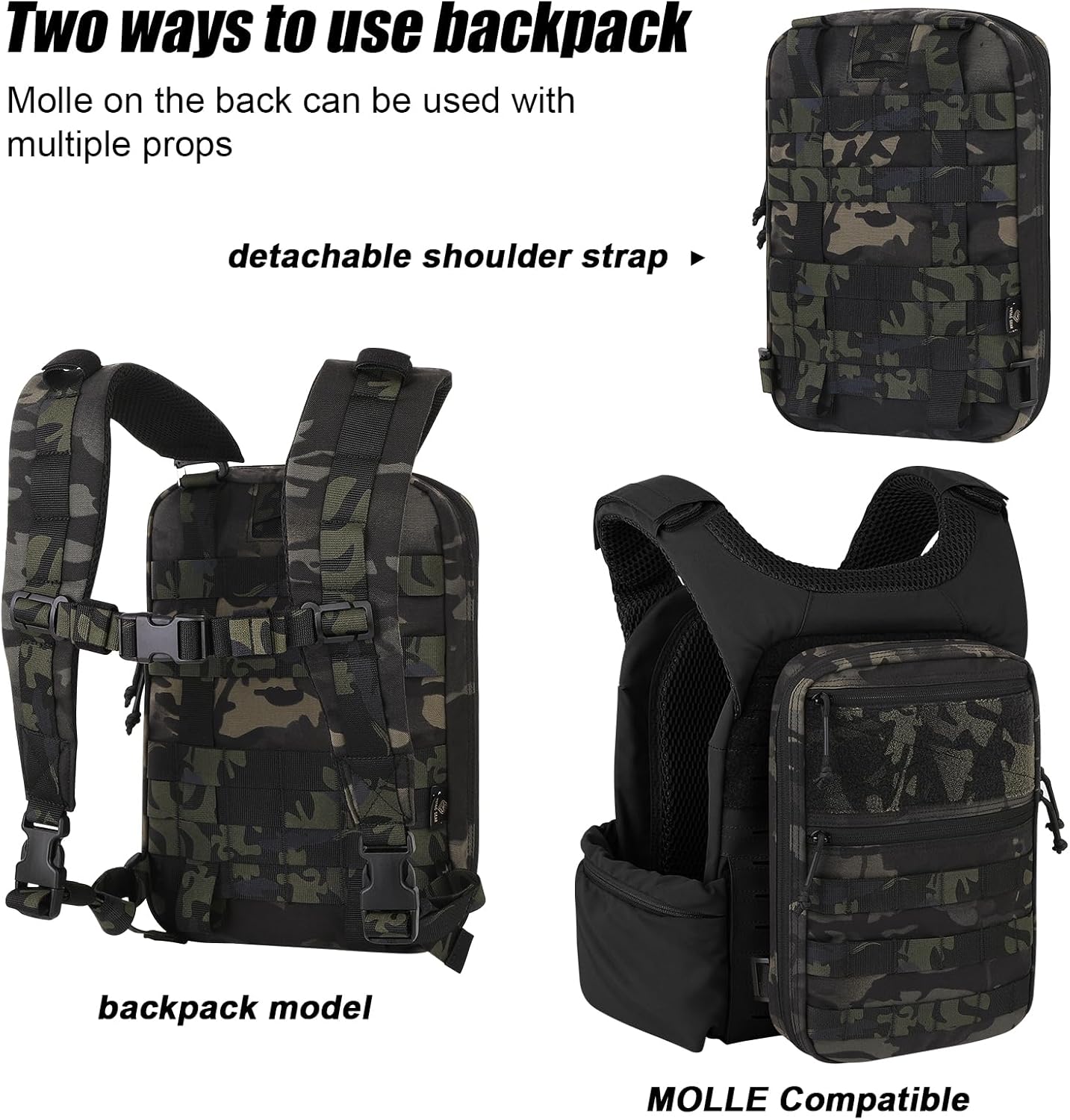 PETAC GEAR Tactical Molle Hydration Pack for 1.5L - Lightweight Water Reservoir Bag for Molle Vest Backpack, for Hiking, Hunting