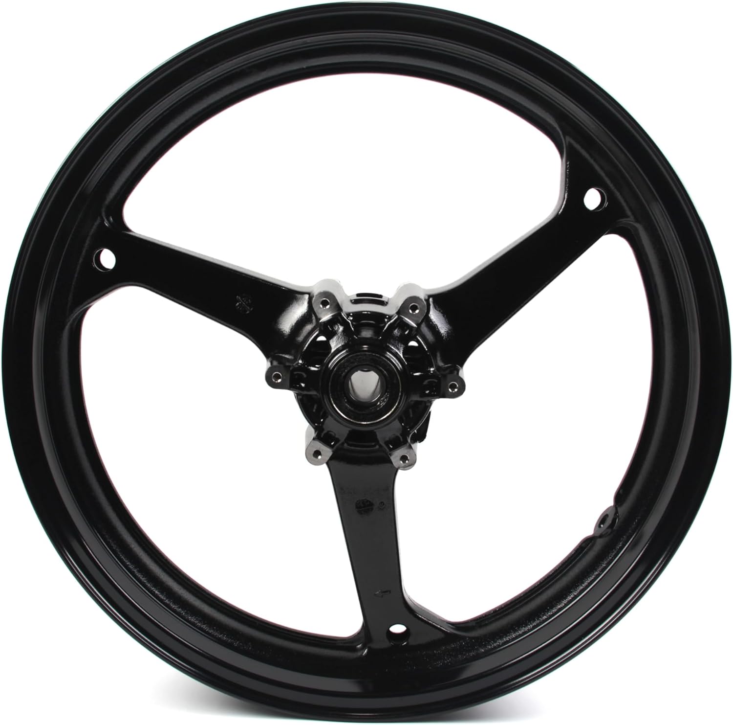 Gloss Black Front Wheel Rim and Brake Discs Rotors Compatible with Honda CBR600RR 2007-2015, Motorcycle Replacement Accessories Parts