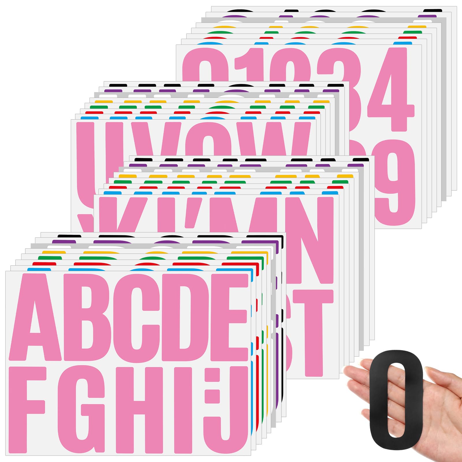 Qilery 32 Sheets 4 Inch Vinyl Letter and Number Stickers, Multicolored