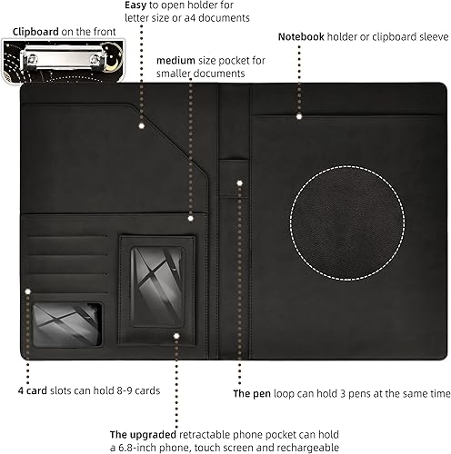 Miniatura 5 de Portapapeles con almacenamiento de piel sintética para portafolios juveniles