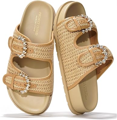Project Cloud Platform Summer Sandals for Women 2025 - Comfortable and Adjustable Straps Summer Slides with Memory Foam Insole - Non-Slip Casual Womens Sandals