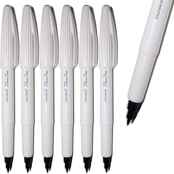 Monami Plus Pen S Water-based Felt Tip, Fine Liner Pen - Black - Pack of 12 Pen by Monami