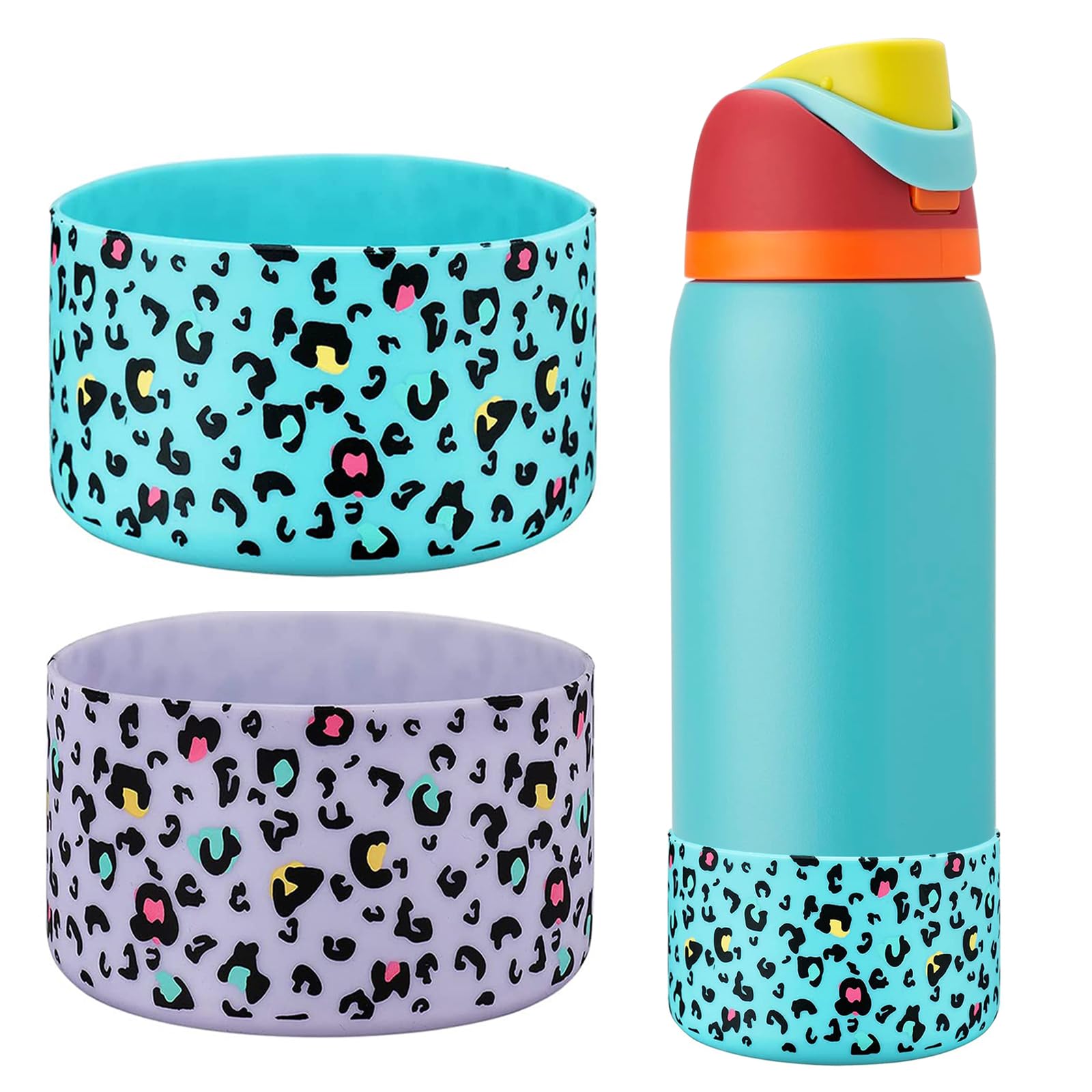 WK IEASON 2Pcs Silicone Boot for Owala Water Bottle, Protective Flask Bottom Cover Base for Owala FreeSip Twist and Flip Flask Water Bottle