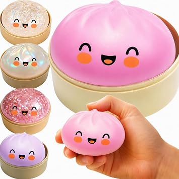 Dumpling Squishy, Soft Pink Appearance, Portable Decompression Squeeze Accessory, Anxiety Relief Sensory Calm For Daily Relaxation