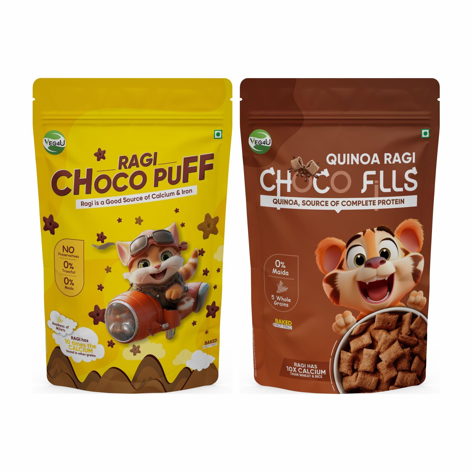 Veg4U Quinoa Ragi Choco Fills and puff combo— Complete Protein & Calcium | Fiber Rich Breakfast | Healthy Snacks For Kids | Oil Free, Zero Maida | Snack For School Tiffin & Travel -(100gm & 150 gm - Pack of 2) (B0CVXK1QMP) Amazon Price History, Amazon Price Tracker