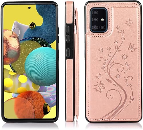 Funda de cuero para Samsung Galaxy A72 A52 A73 A53 A33 A33 A13 A32 A12 A71 A21S A70 A50 A30 A20 A10 cubierta del teléfono, oro rosa, para Galaxy A51