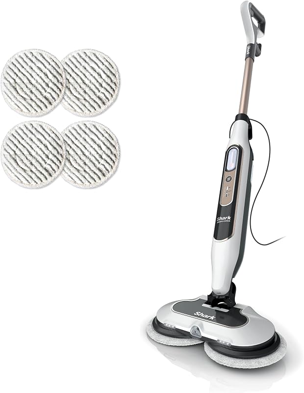 Steam & Scrub with Steam Blaster Technology, White, S8201 | All-in-One Hard Floor Steam Mop with 3 Steam Modes & LED Headlights