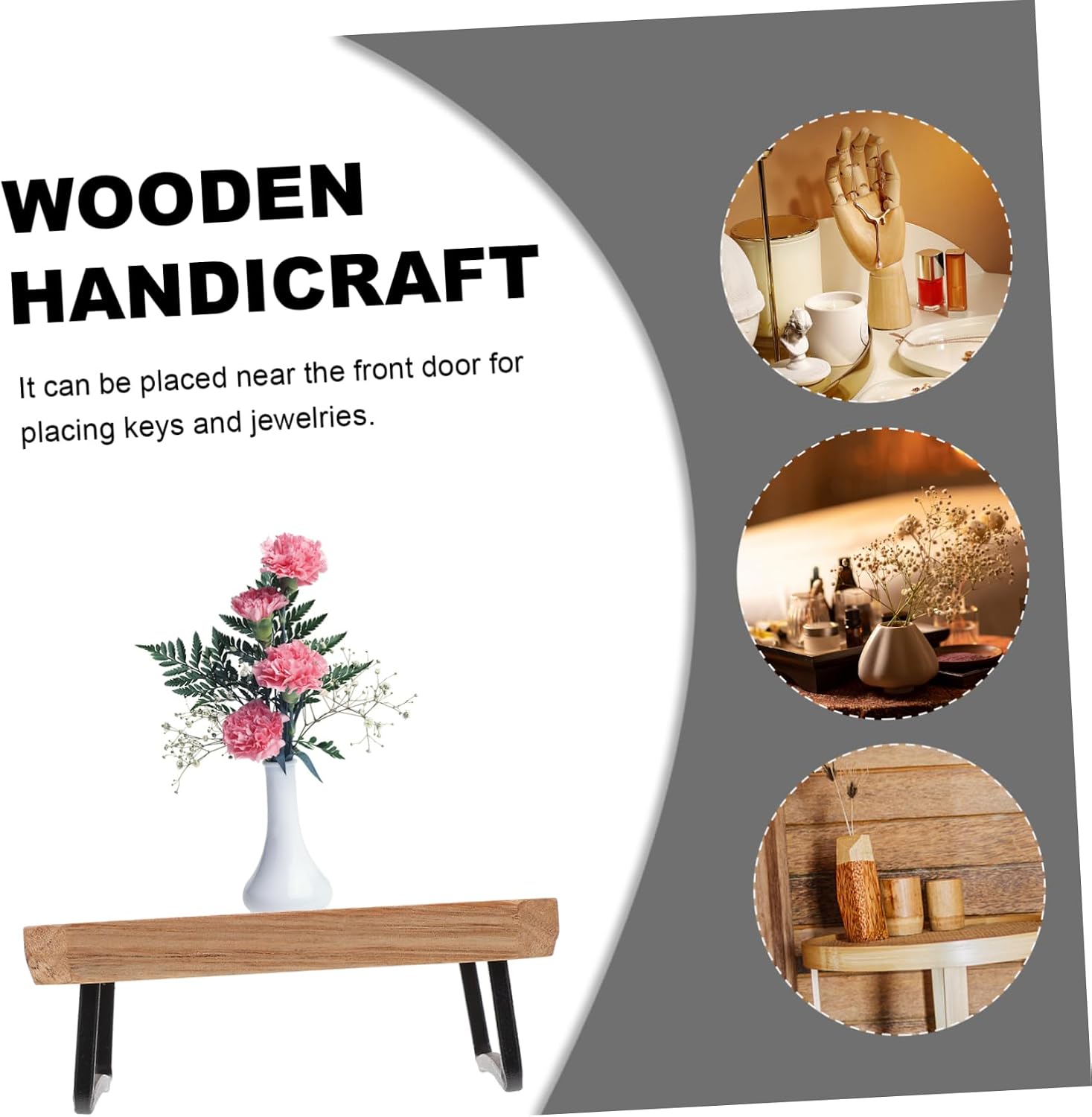 SOLUSTRE 1Pc Solid Display Rack Creative Wooden Stand for Unique Home Decor Portable Polished Surface Rustic Storage for Crafts Adornments