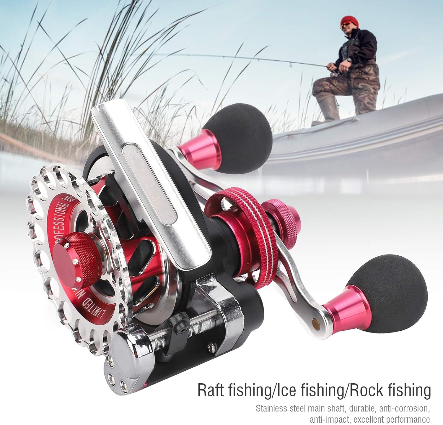 Fishing Reels Wheel,Portable High Strength Fishing Reels 10+1 BB 2.6:1 Gear Ratio Raft Wheel Accessory(Left Hand Type)