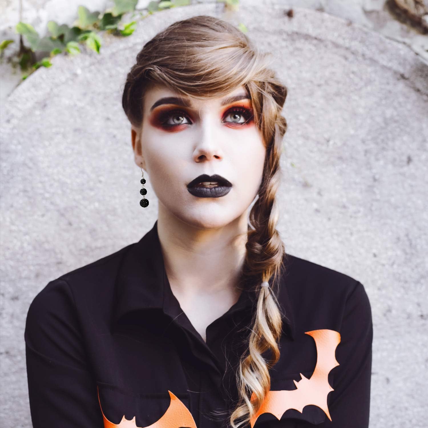 Black Red White Crystal Pave Round Graduated Two or Three Tier Disco Ball Linear Dangle Chandelier Earrings for Women Teen.925 Sterling Silver - Image 5