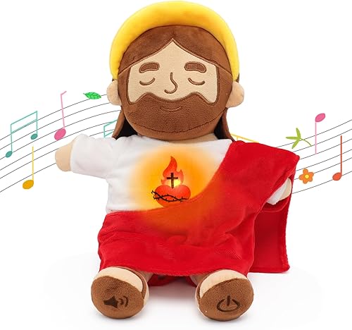 Miniatura 15 de Juguetes de peluche calmantes de Jesús con luz y sonido, muñeca de peluche de Jesús, peluche religioso católico cristiano, regalos de Navidad