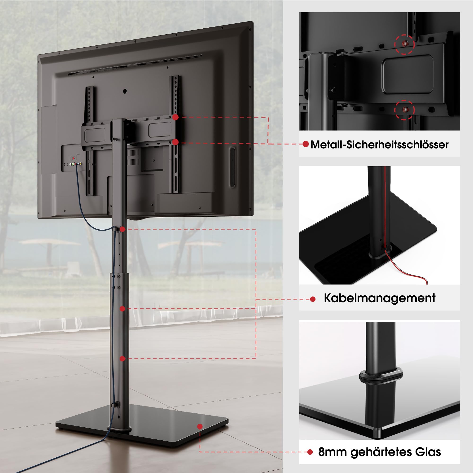 Support TV Universel Pivotant Et Inclinable AOKCOS - Pour écrans 32" à 55" - VESA Jusqu'à 400x400 Mm