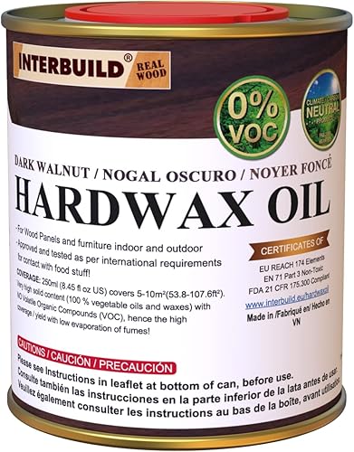 Interbuild - Aceite de cera dura, 8.45 onzas, nogal oscuro, 100% libre de compuestos orgánicos volátiles (COV), sellador y tinte para madera apto