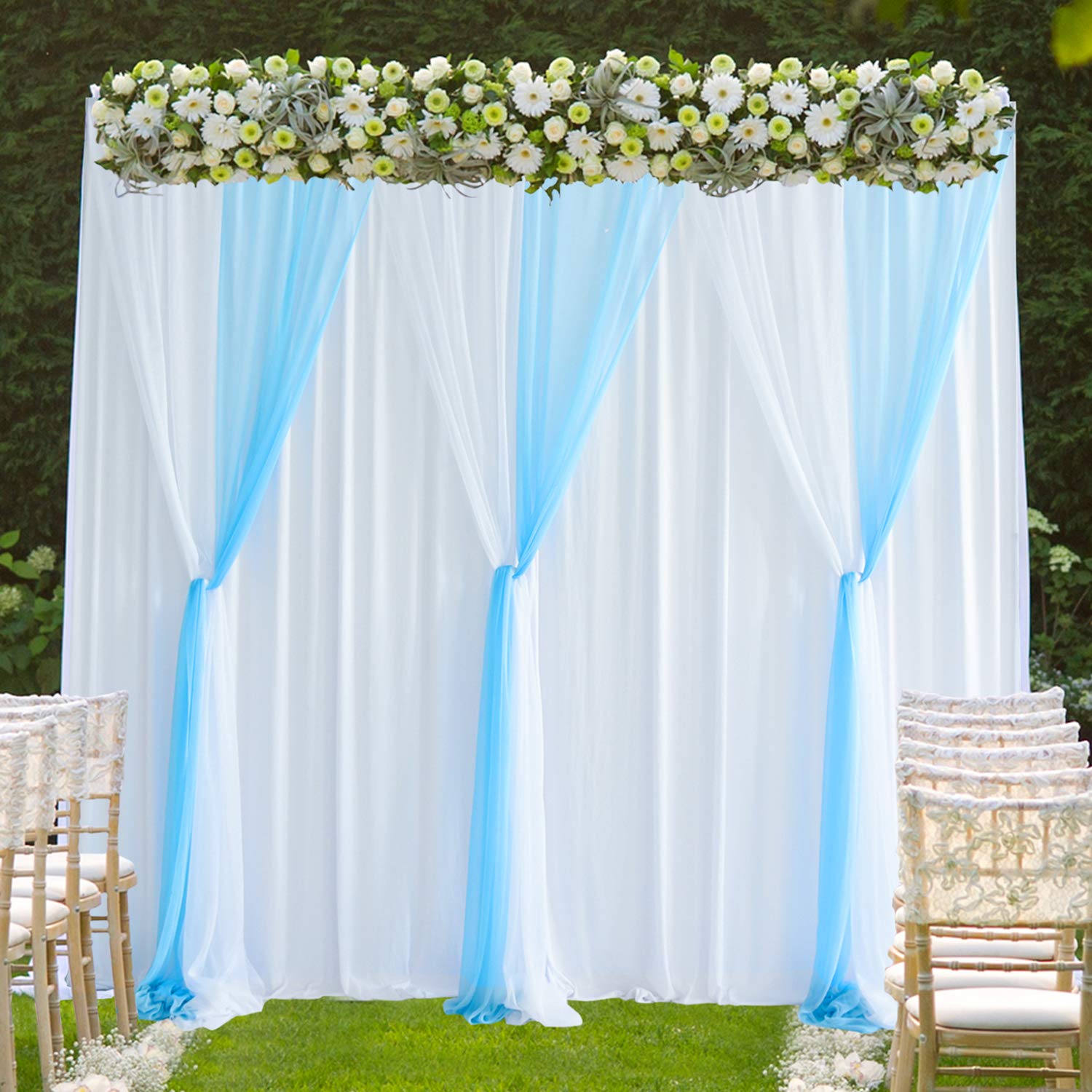 Buy White Blue Tulle Backdrop Curtains for Parties Weddings Baby Showr