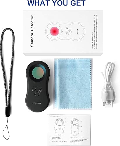 Miniatura 8 de Detector de cámara oculta antiespía sin mirar con luces de flash LED, cámara estenopeica portátil, equipaje y alarma personal 3 en 1 de función de