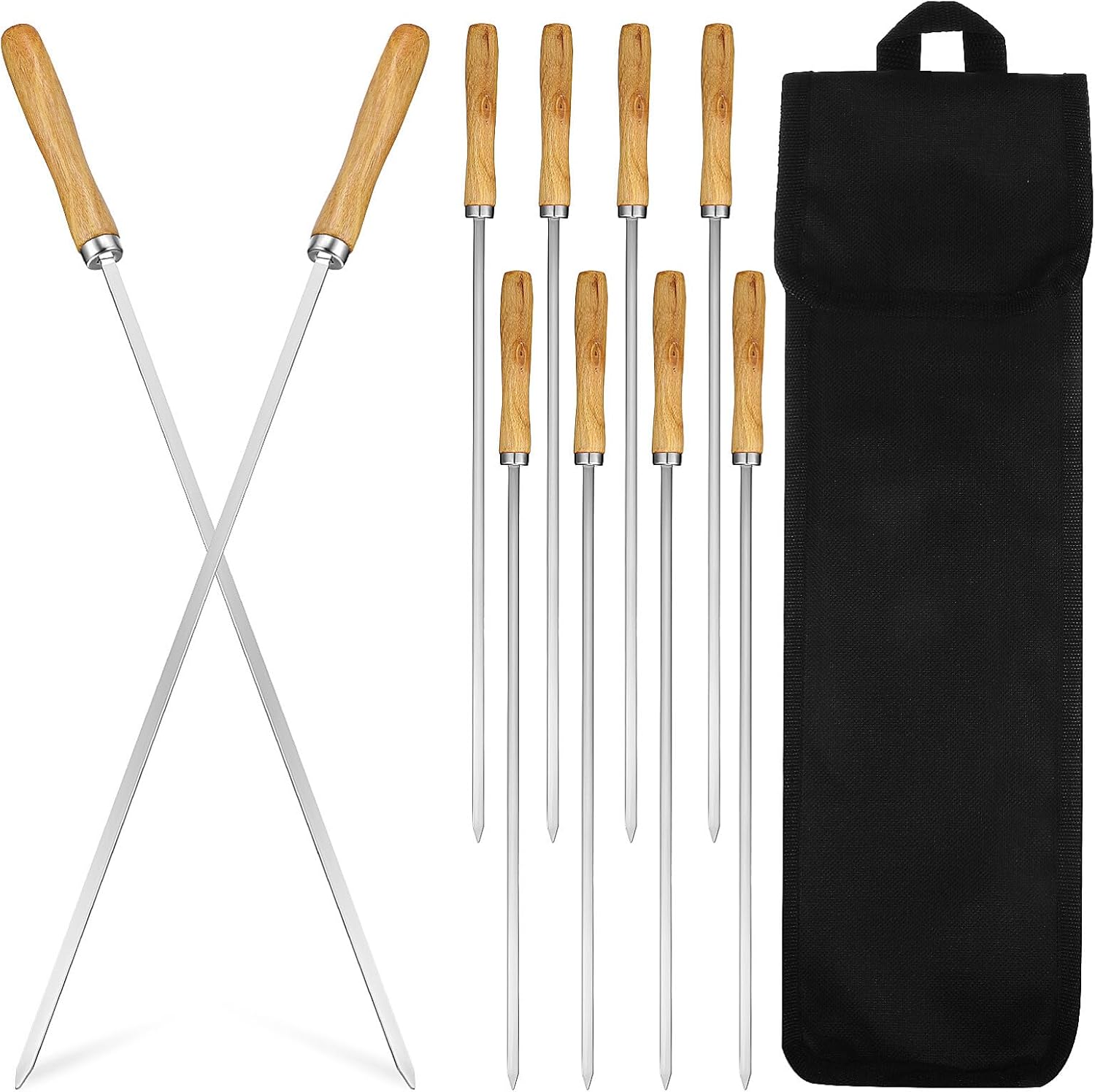 Flat Skewers 10Pcs Stainless Steel Barbecue Skewers Metal