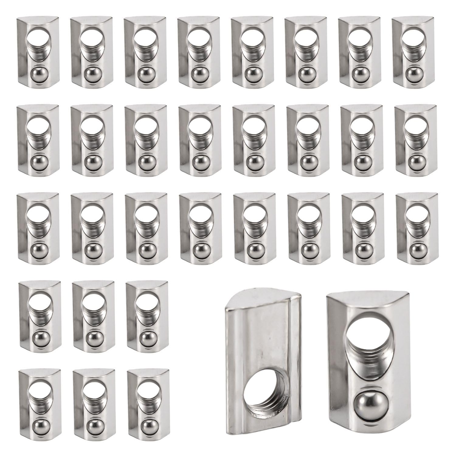 Pack of 30 T-Slot Nuts M6 with Spring Ball Nut 6 for 30 Series Aluminium Profile - Carbon Steel Sliding Nuts for 3D Printer CNC and Metal Frame (30M6)