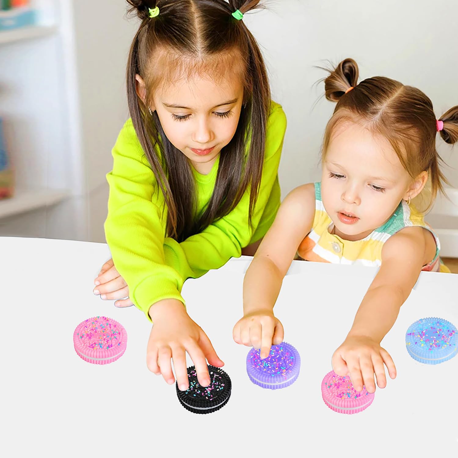 Taba Fidget Squishy Toys,4 pcs Cookie Squishies,Ultra-Soft Stress Relief Toys for Kids with Autism,Squeeze Sensory Toys with Cute Design,Anxiety Relief Party Favors for Boys&Girls,