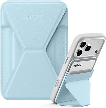 MOFT Magnetic Wallet Stand Compatible with iPhone 16/15/14/13/12 Series, Angle Adjustment & Magsafe Compatible MOVAS Phone Stand, Soothing Mist