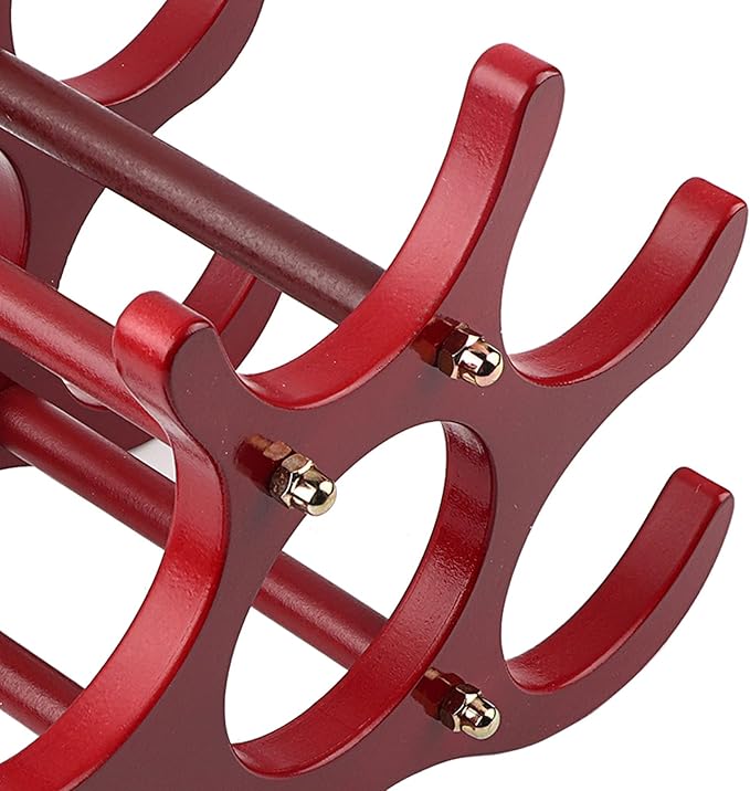 Soporte para Botellas de Vino de Madera, Capacidad 6 Botellas, Rojo Vino miniatura 6