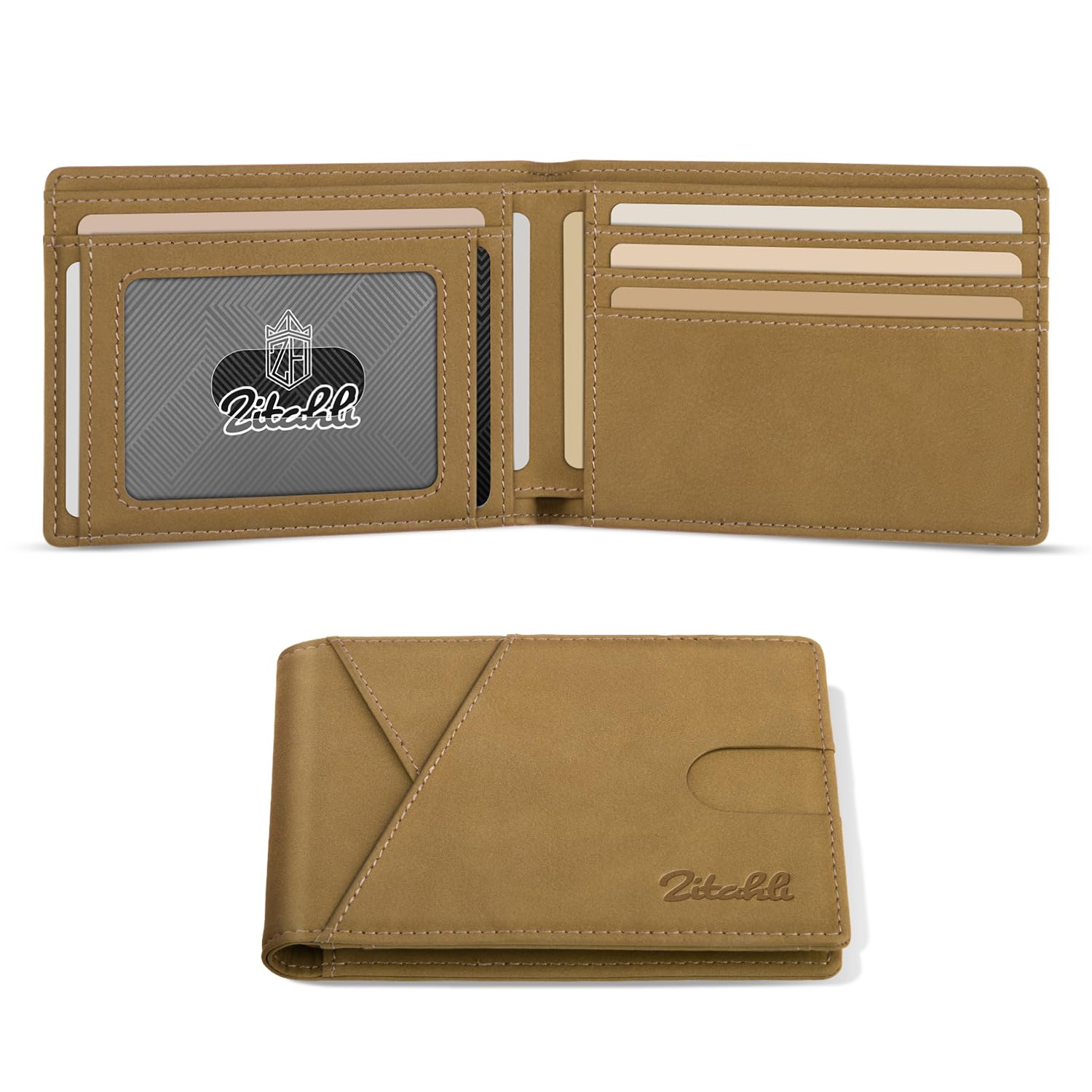 Zitahli Bifold Wallets for Men, Slim RFID Leather Card Holder Cash Pocket | Minimalist Front Pocket Design, Holds 11 Cards, RFID Protection, Gifts for Men on Birthdays, Father’s Day, and Christmas