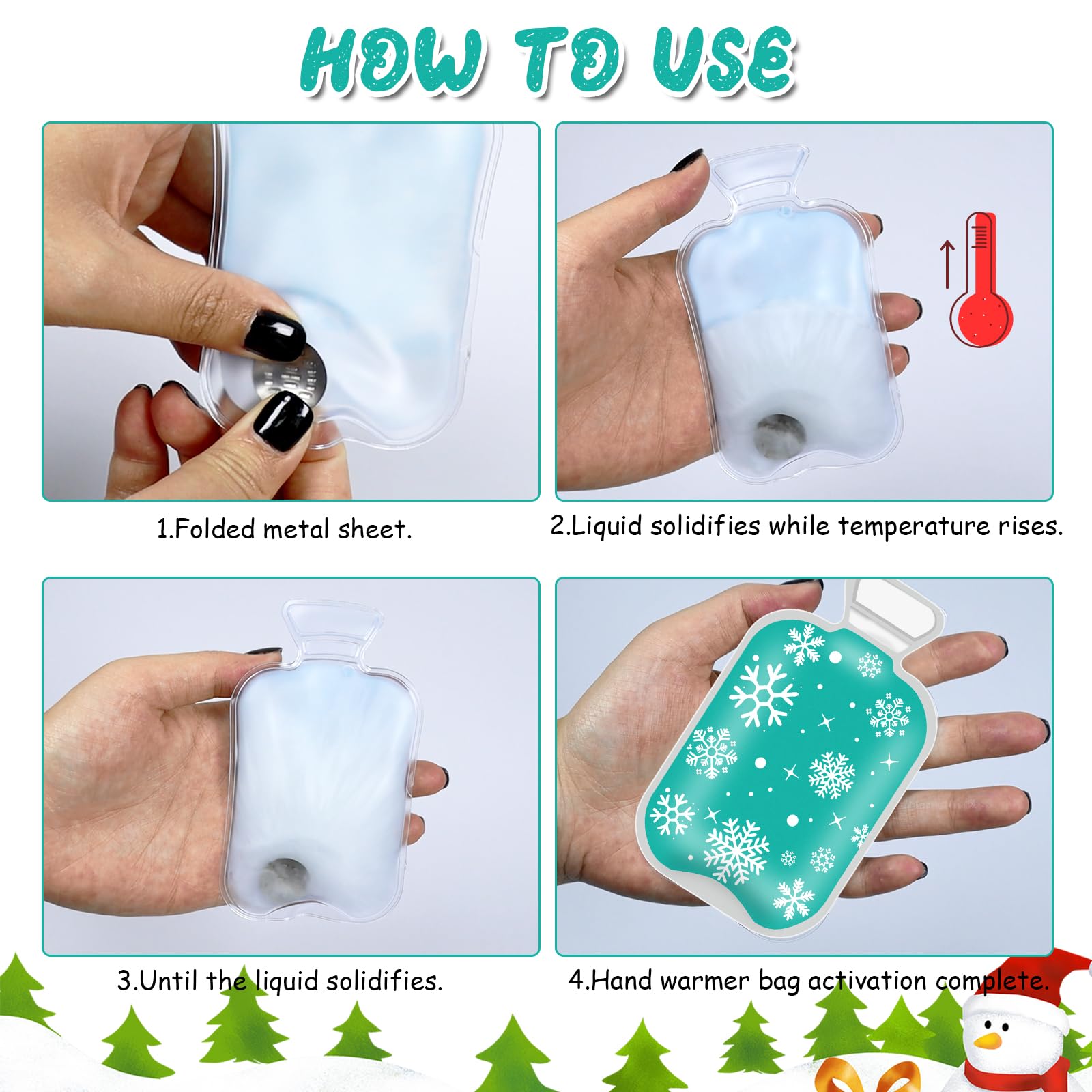 Taschenwärmer Handwärmer, 6 Stück Weihnachten Taschenwärmer Wiederverwendbar Handwärmer Knicken Wärmepads, Weihnachtenhandwärmer Kinder Taschenwärmerknicken Kleinigkeiten
