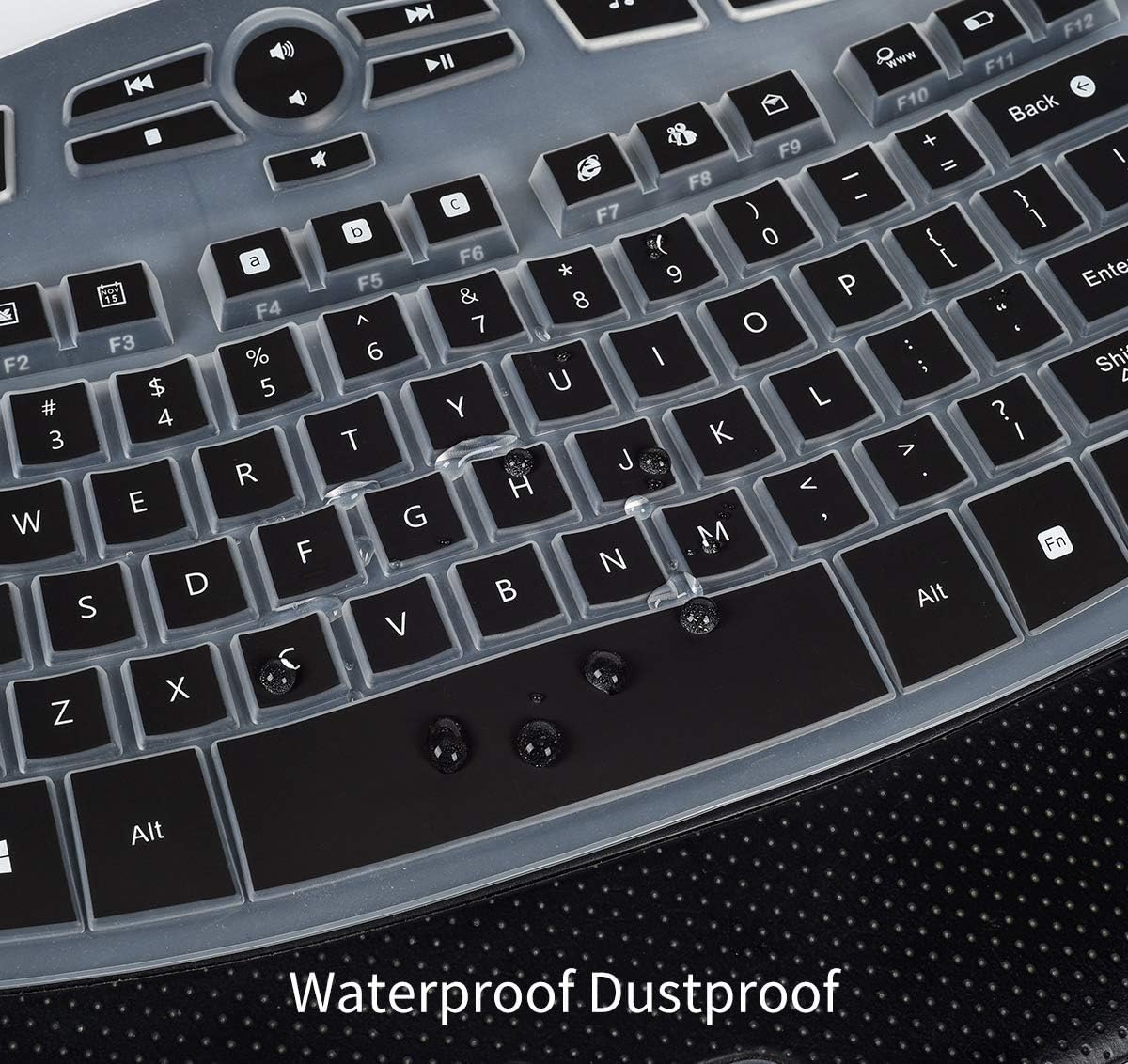 CaseBuy Keyboard Cover Compatible with Logitech K350 MK550 MK570 Wireless Wave Keyboard Accessories, K350 MK550 Keyboard Silicon Protector Skin, Black