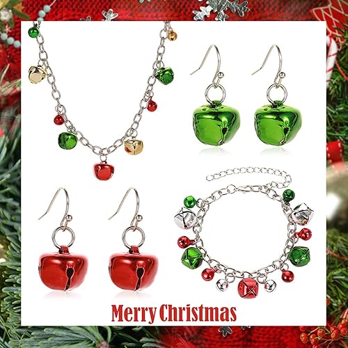 Miniatura 3 de Ronglry Christmas Jewelry Sets for Women Girls Christmas Necklace for Women Christmas Necklaces Bracelet Earring Christmas Snowflake Bell Tree