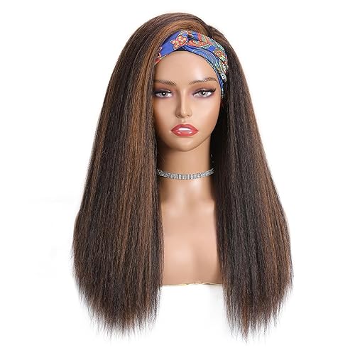 WIGNEE 22 Inches Kinky Straight Headband Wig for Women Yaki