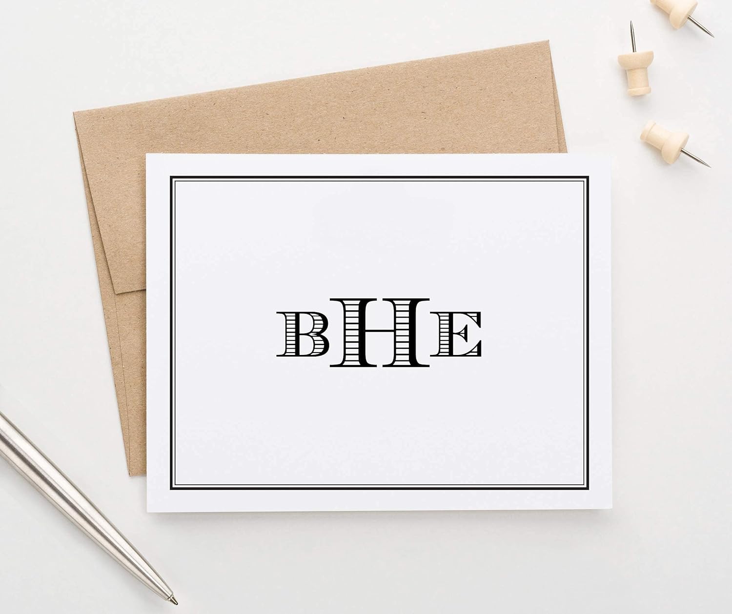 Classic Monogram Stationary Set FOLDED NOTE CARDS, Personalized Stationary Set, Personalized Monogram Stationery Set, Your Choice of Colors and Quantity