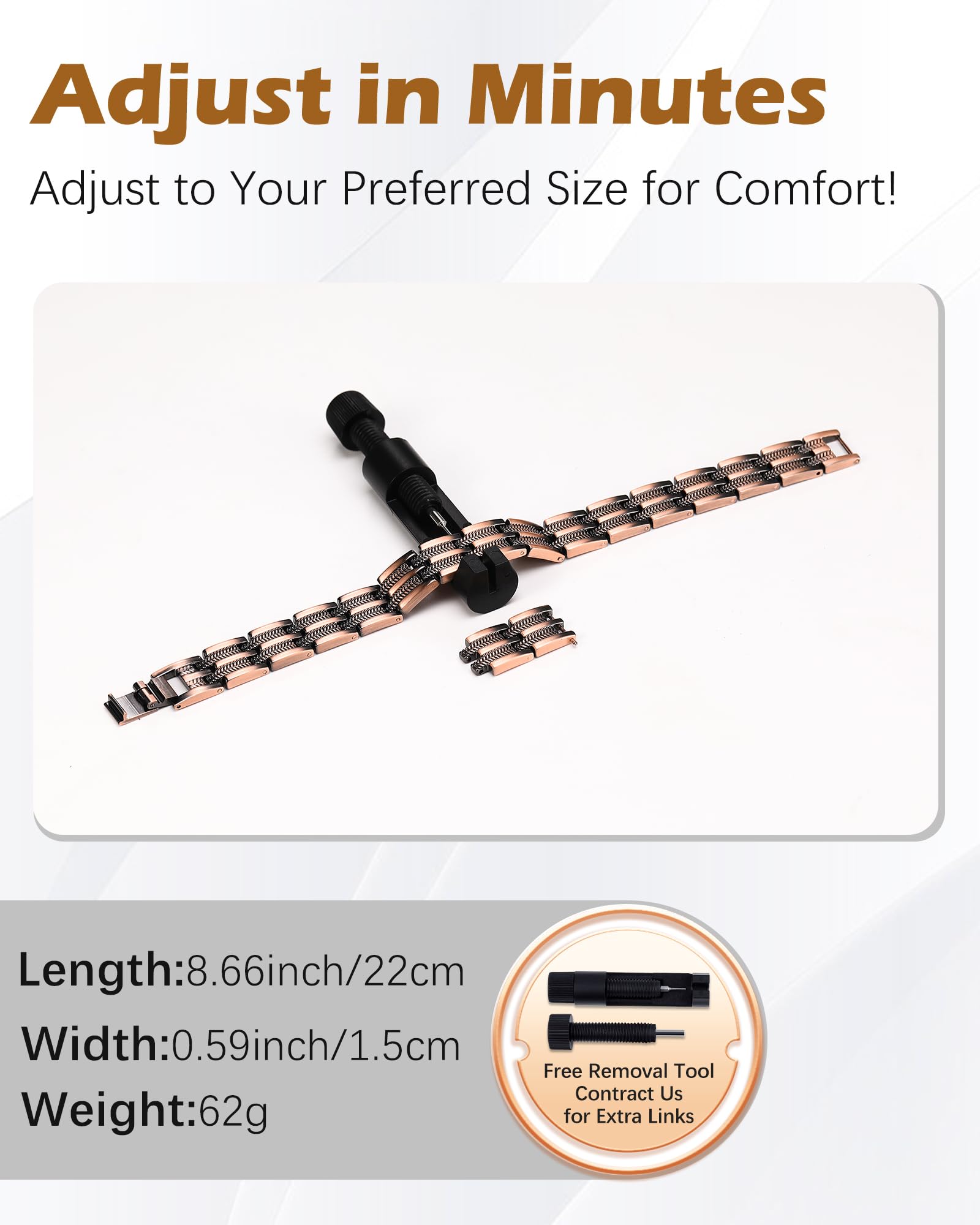 Jeracol Bracelet en cuivre avec aimants ultra puissants