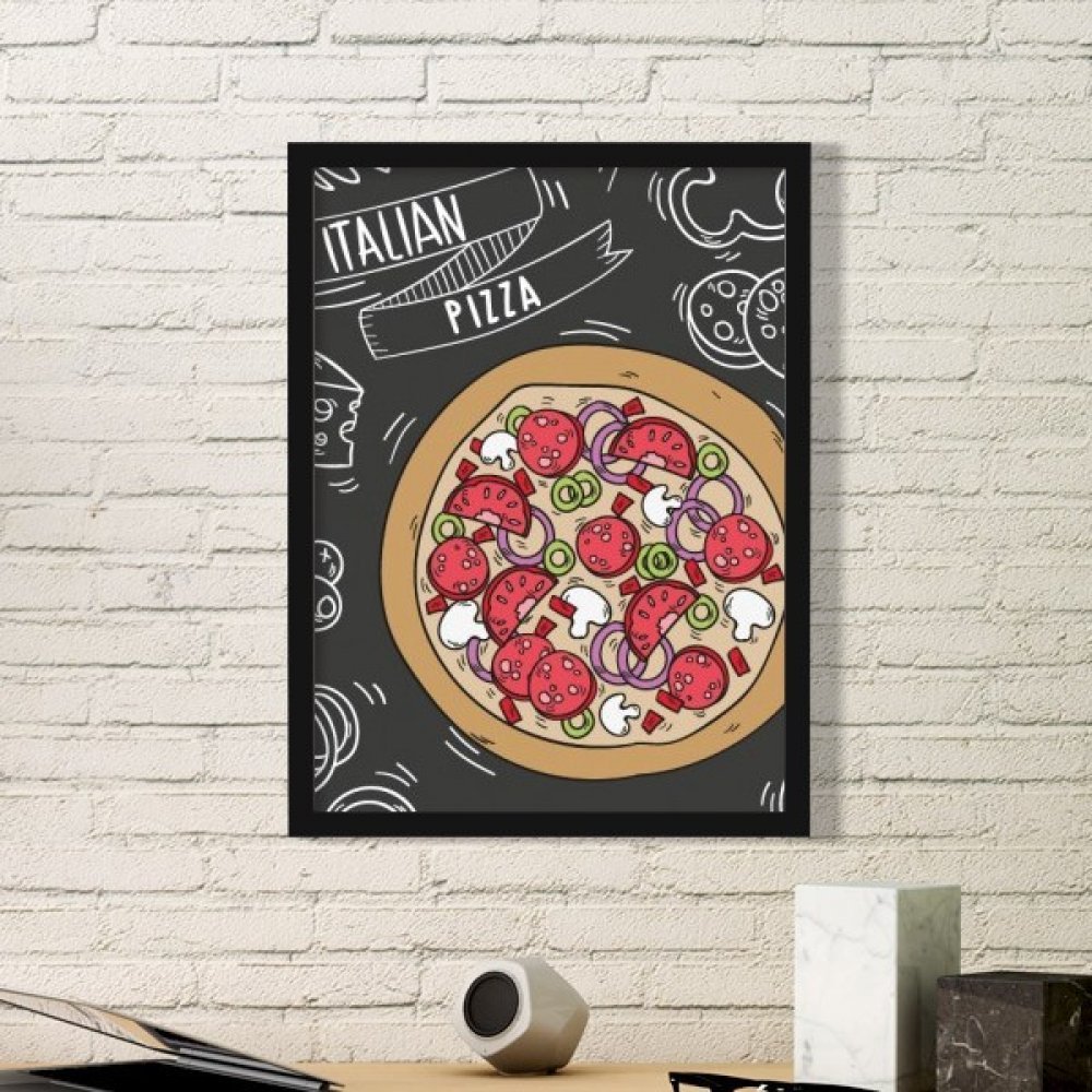 Cadre photo Italie motif illustration noir petit format pour décoration murale