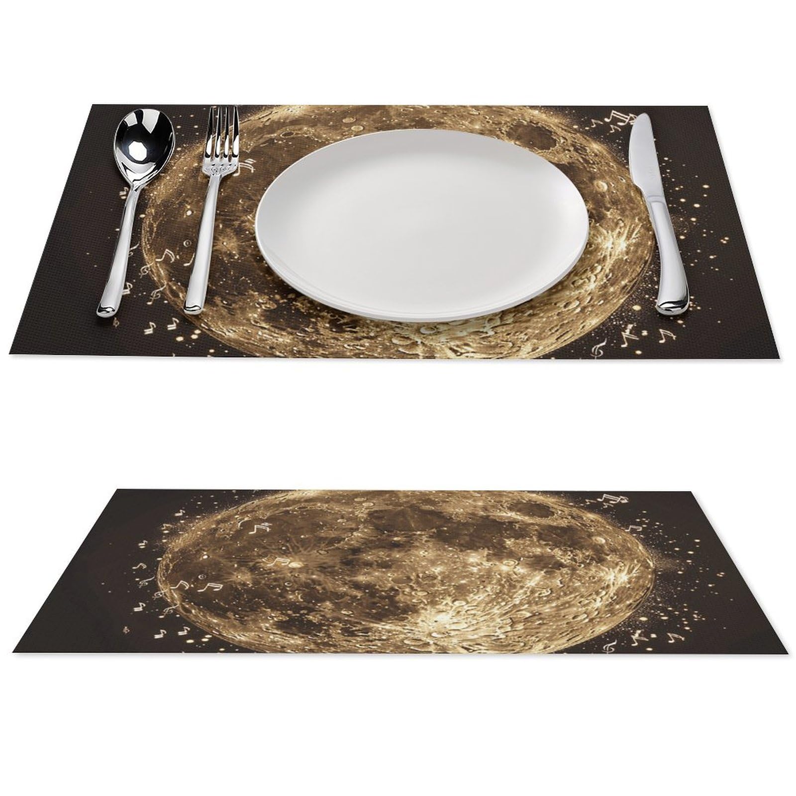 Set de table lune dorée antidérapant et résistant à la chaleur pour repas chic
