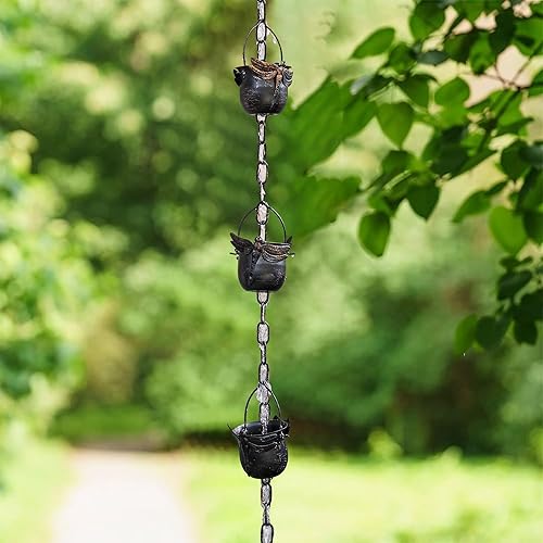 Miniatura 3 de DUSVALLY Cadena de lluvia, cadena de lluvia de libélula de metal de 8.5 pies, repuesto funcional y decorativo para canalones, desviación de agua y