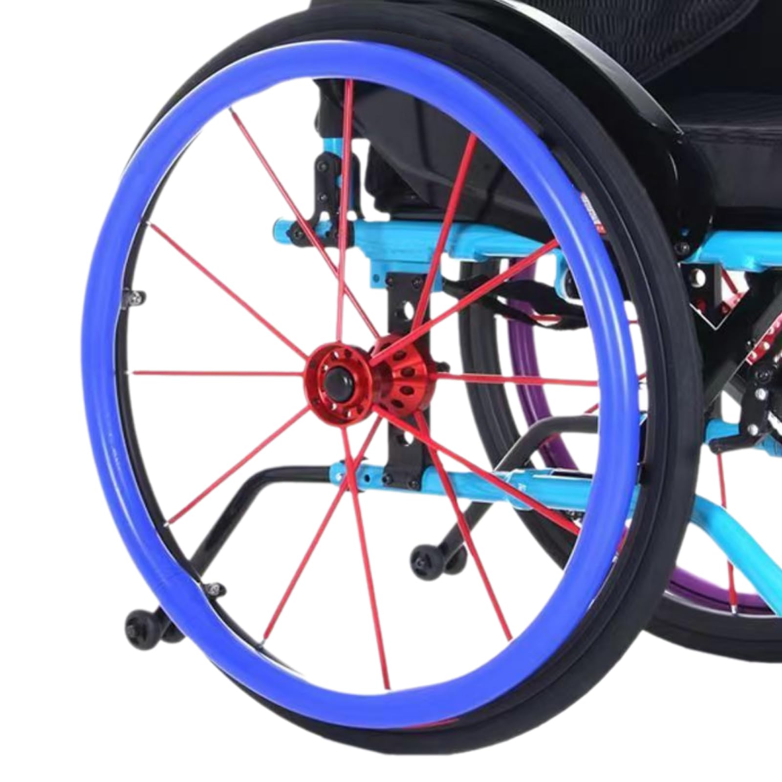 Cammeciso Blue 1 Pair Wheelchair Push Rim Covers,Hand Push Cover,Rear Wheel Sports Wheelchair Cover,Silicone Wheel Chair Pushs Rings,Wheelchairs Wheels Rim Covers,Non-Slip,Improve Traction